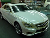 Mercedes-Benz　メルセデスベンツ　ＣＬＳ350　Ｂｌｕｅ　ＥＦＦＩＣＩＥＮＣＹ　ＡＭＧスポーツパッケージ　マスキング中